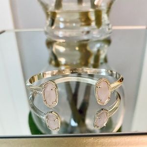 Kendra Scott Elton Gold Cuff Bracelet Rose Quartz